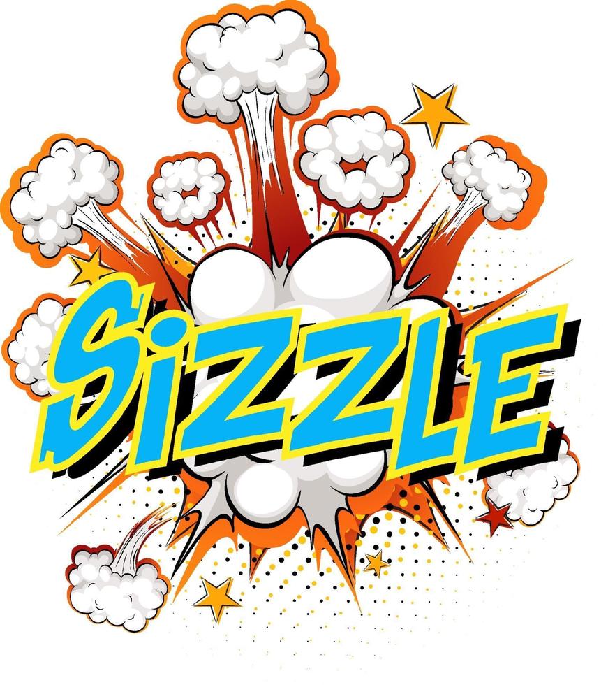 Word Sizzle on comic cloud explosion background vector