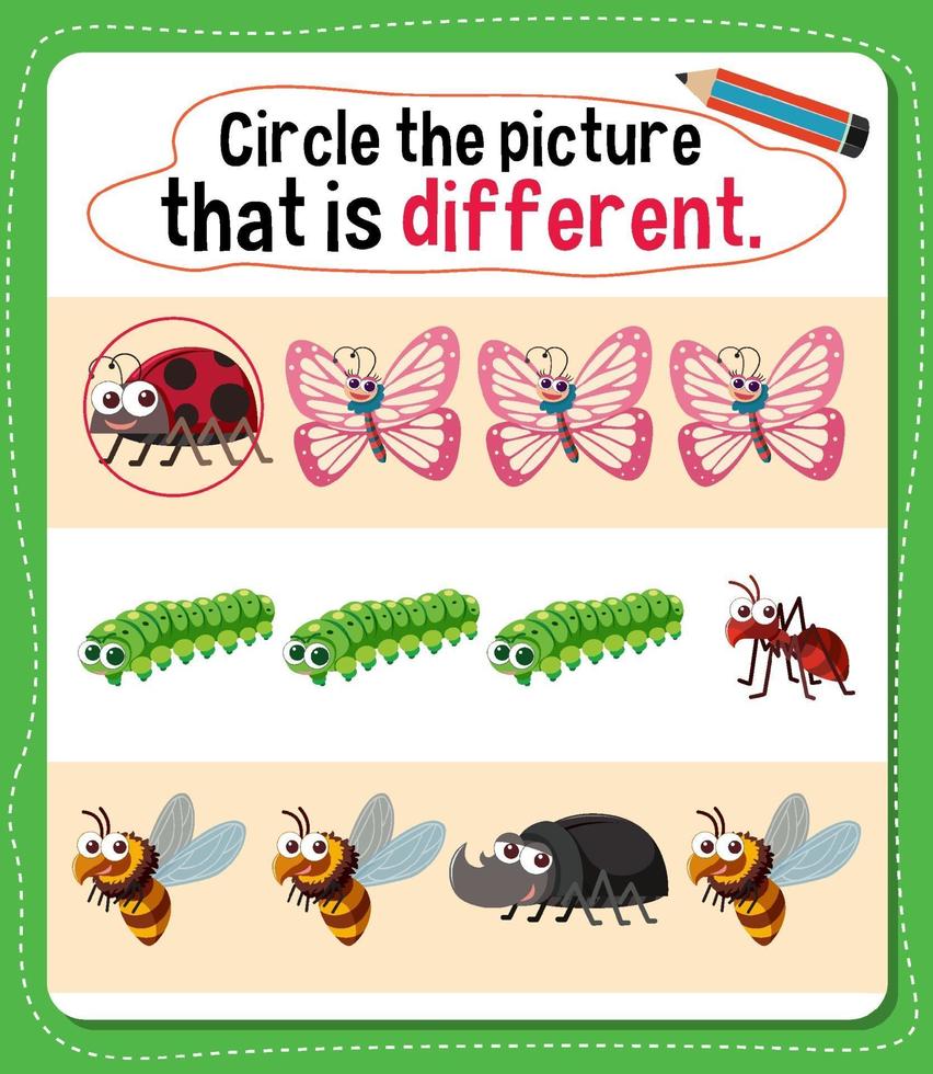 Circle the picture that is different activity for kids vector