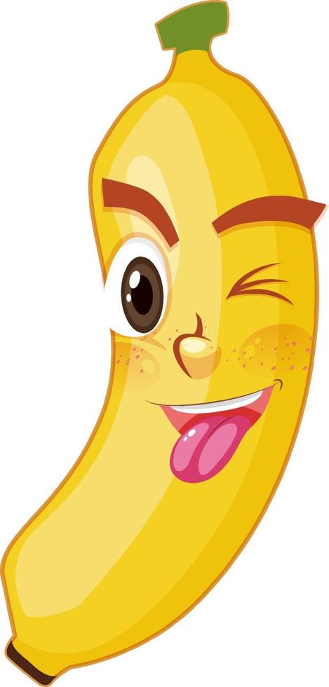 personaje de dibujos animados de plátano con expresión facial vector