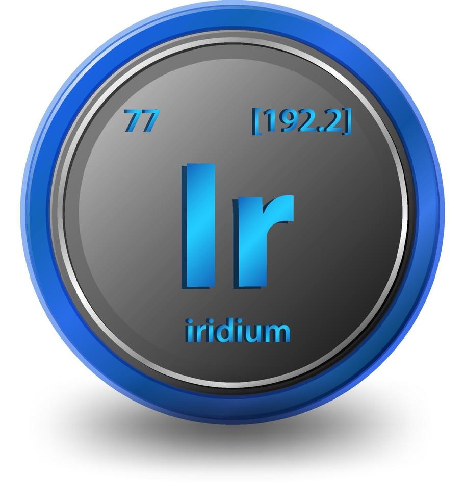 Iridium chemical element. Chemical symbol with atomic number and atomic mass. vector