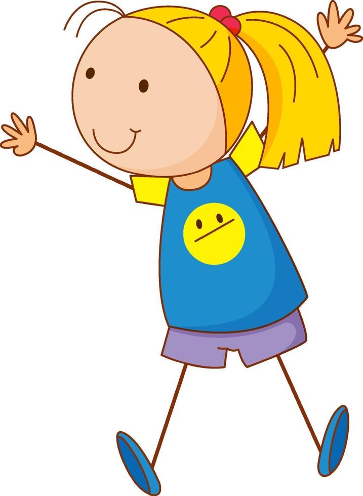 A girl cartoon character in doodle style isolated vector