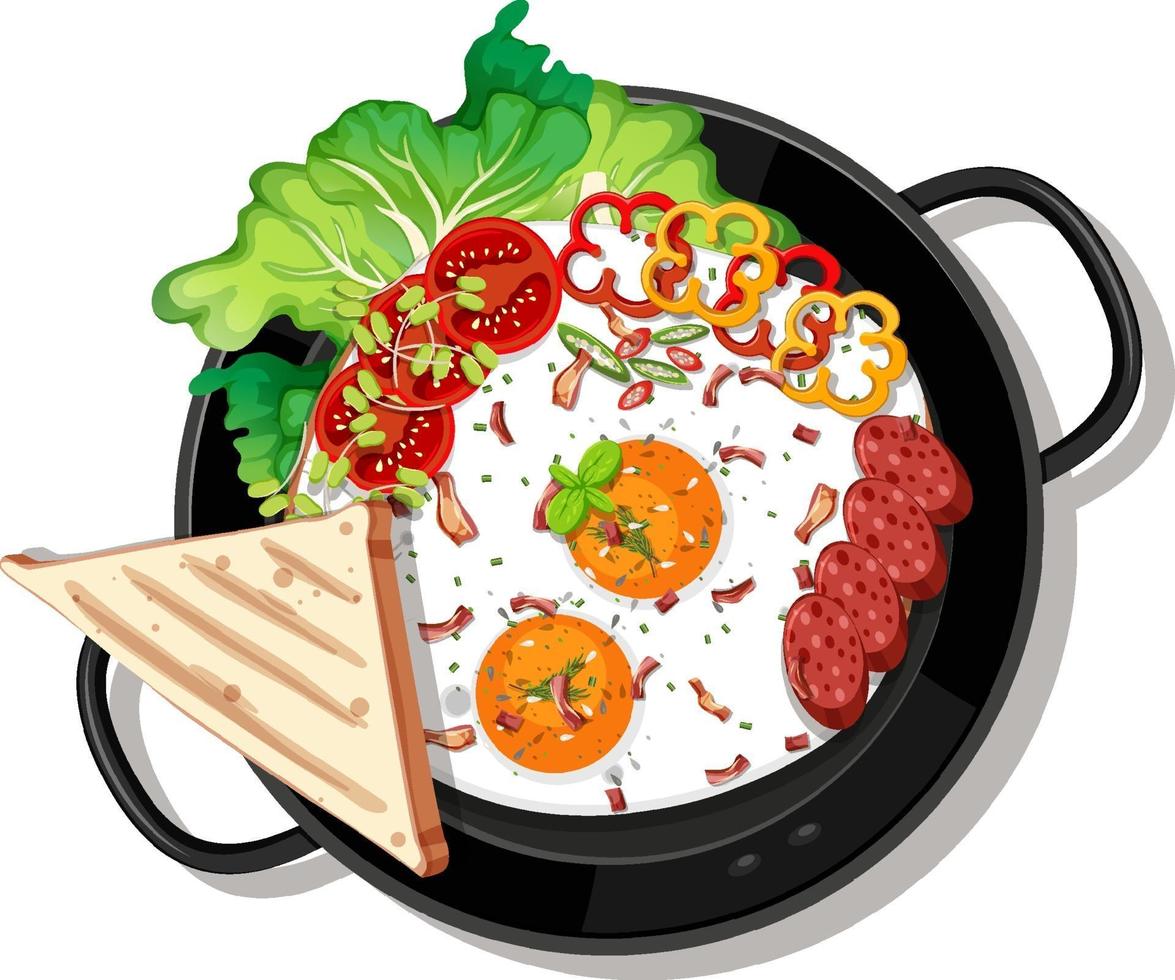 Breakfast set in the pan isolated vector