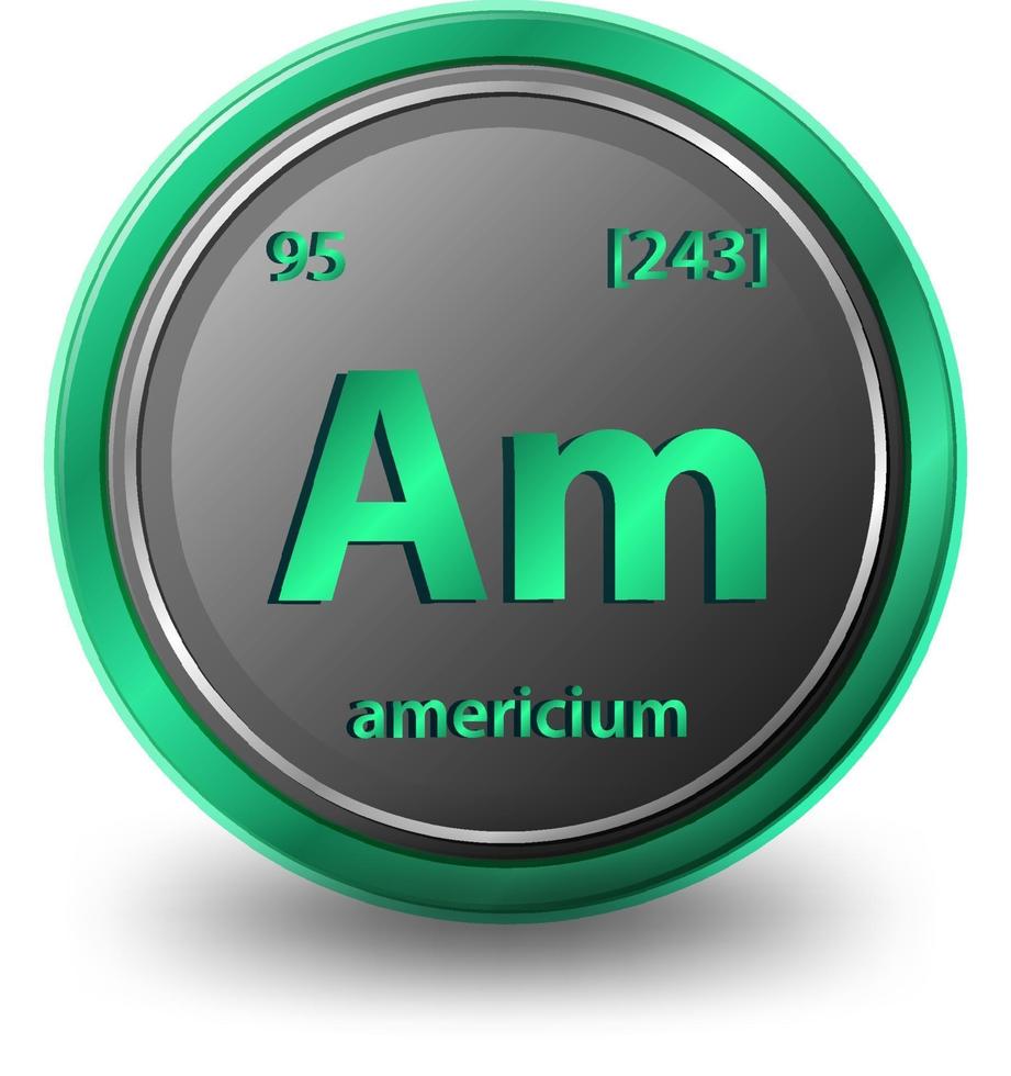 Americium chemical element. Chemical symbol with atomic number and atomic mass. vector