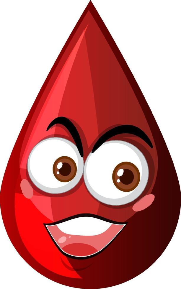 gota de sangre roja con expresión facial vector