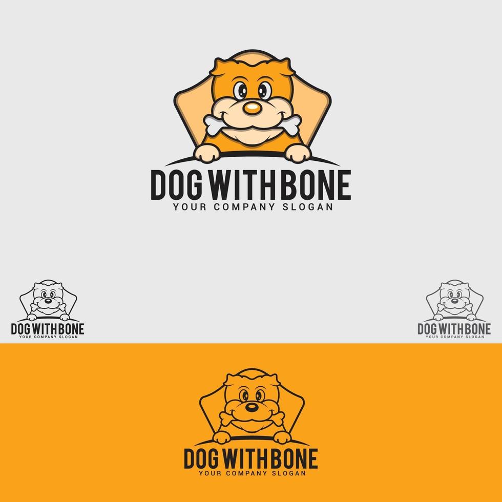 DOG WITH BONE LOGO DESIGN TEMPLATE vector