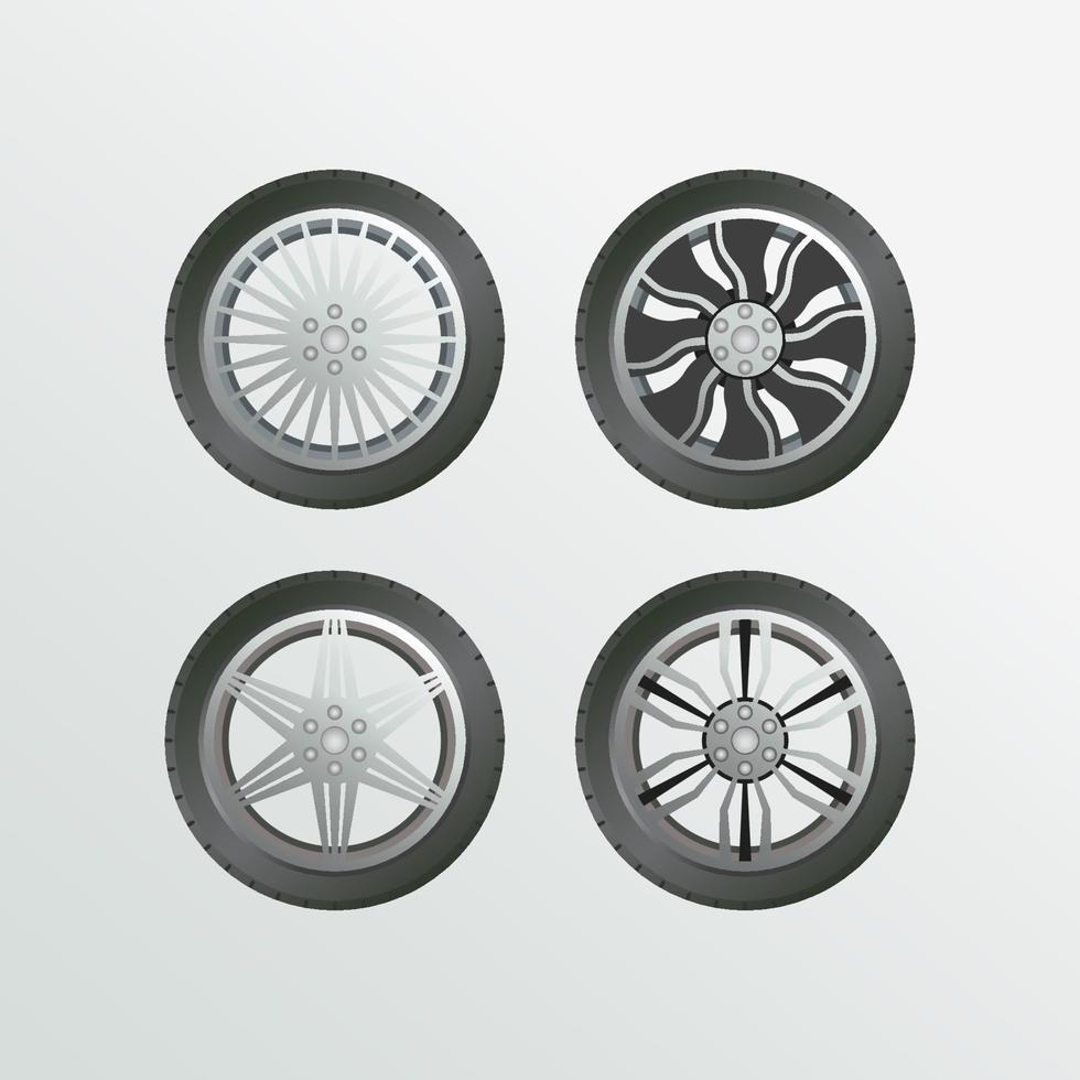 Rim tire car set object vector collection car wheel images