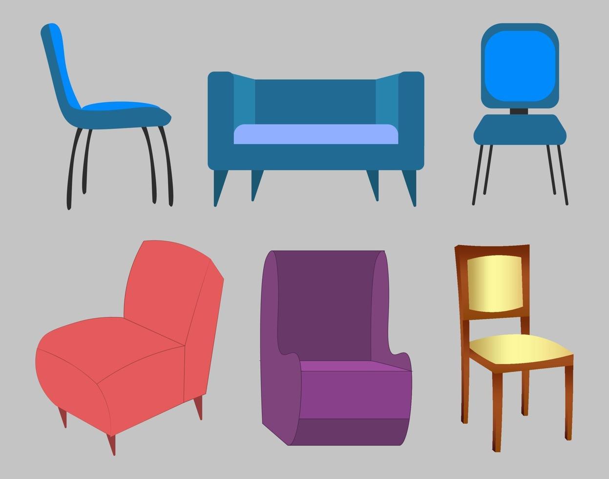 Colorful Chairs Set Illustration vector