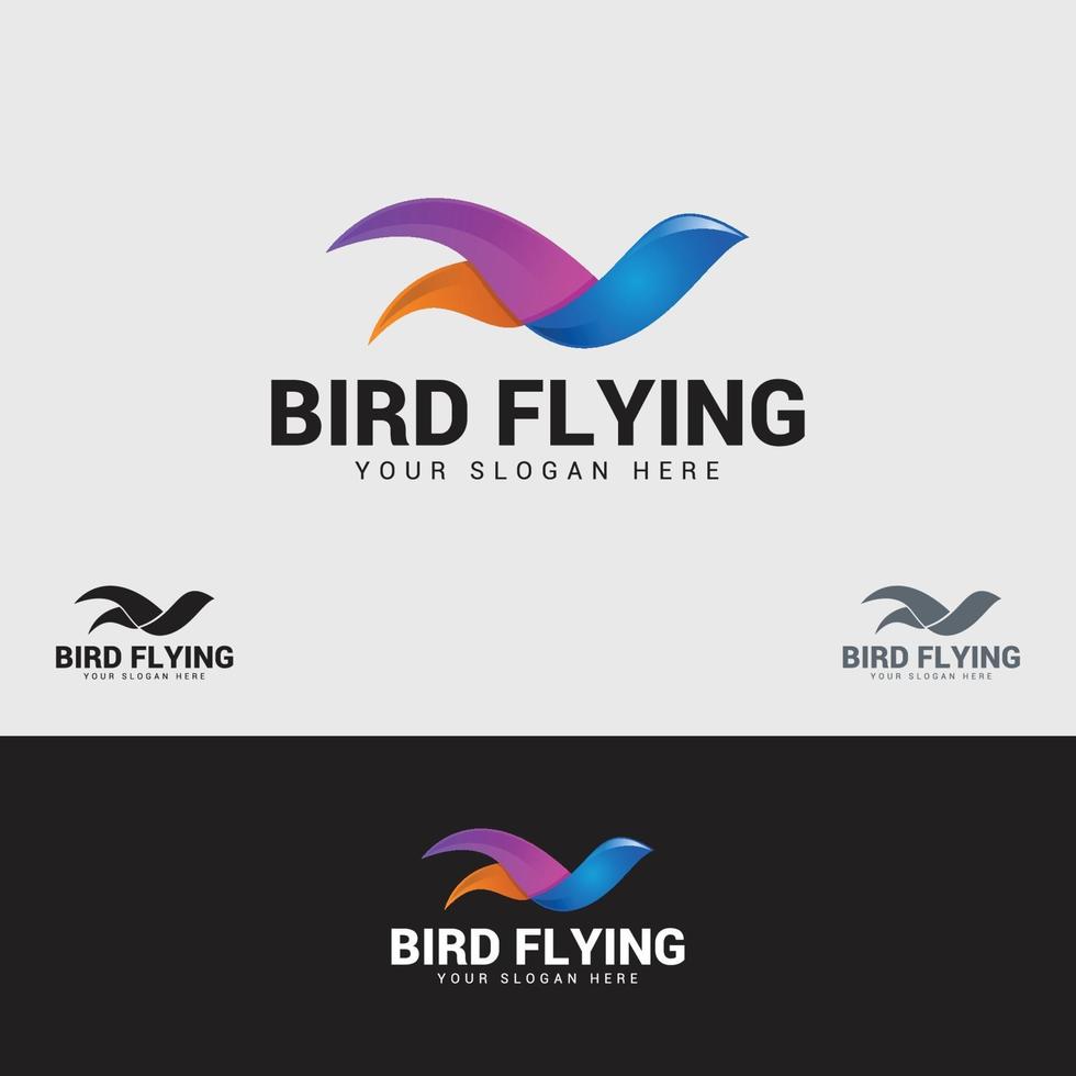 plantilla de diseño de logotipo de pájaro volando vector