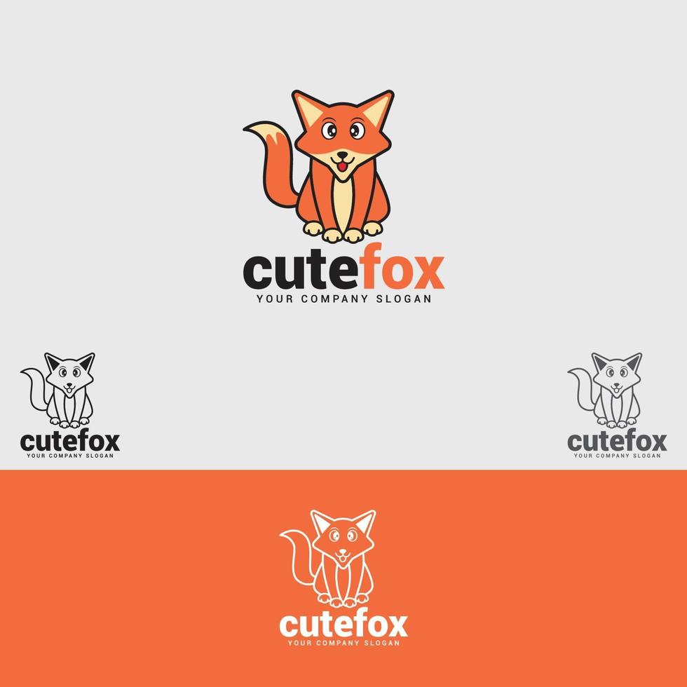 CUTE FOX LOGO DESIGN TEMPLATE vector