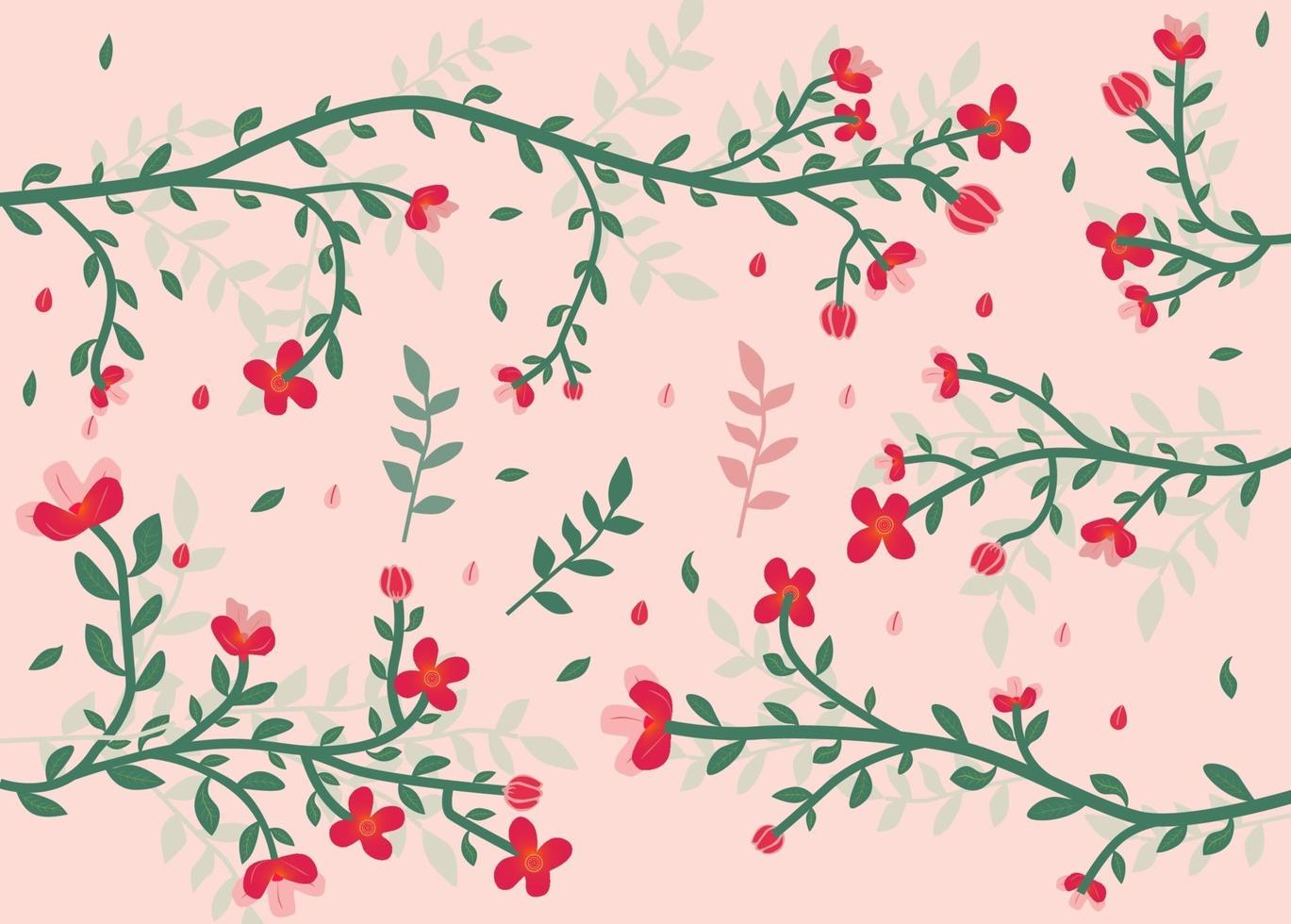 Floral Branches and Leaves Pattern Background vector
