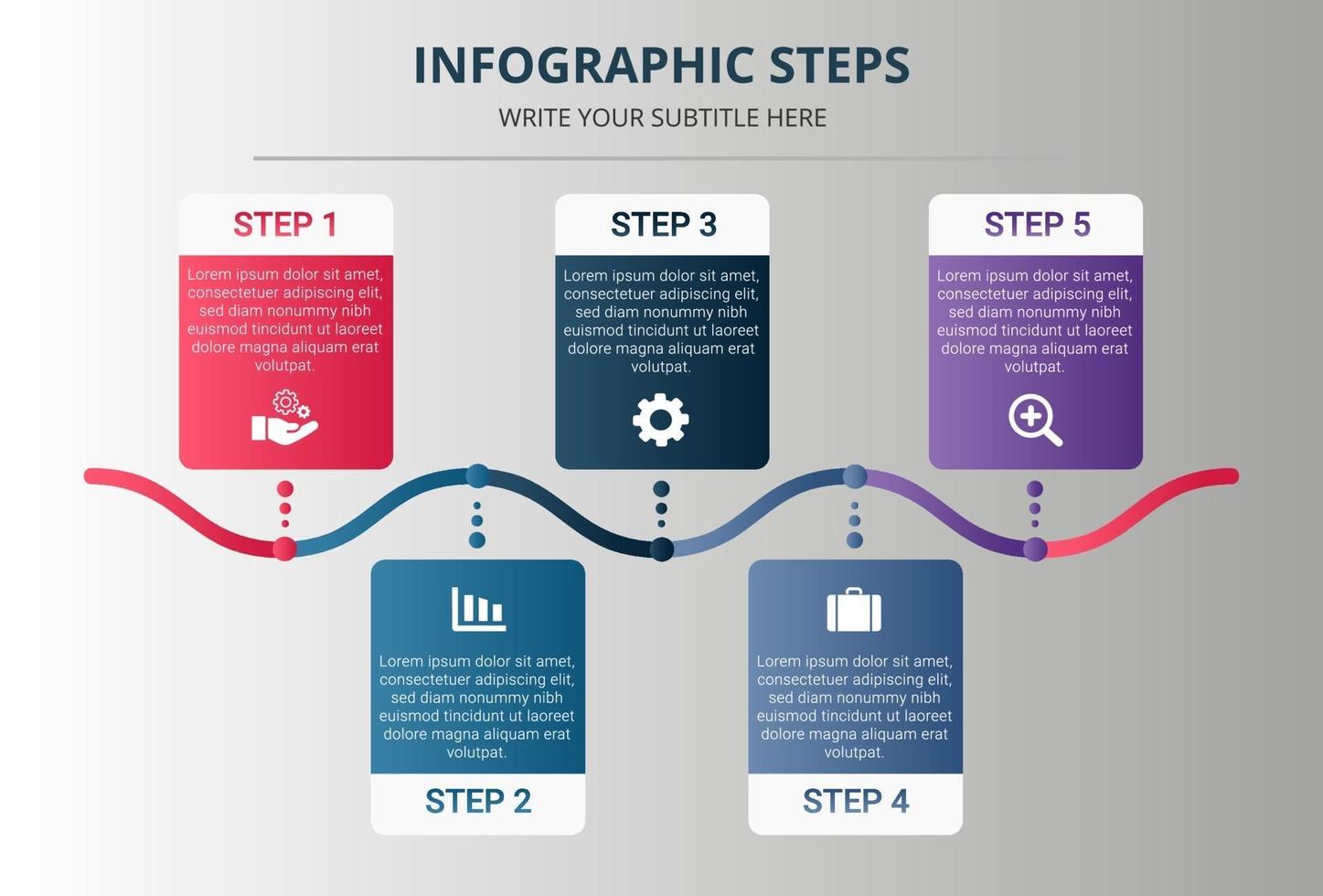 pasos infográficos degradados con cinco opciones vector