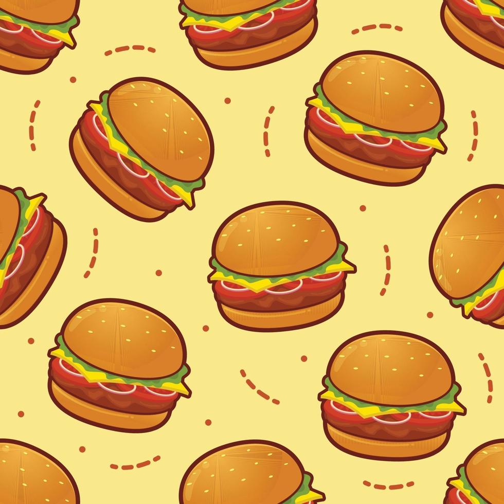 Burger seamless pattern background vector illustration