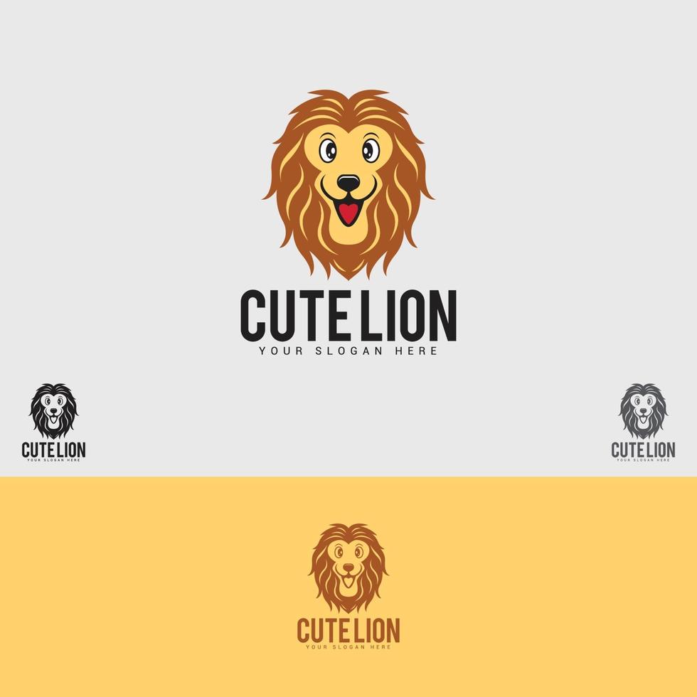 CUTE LION LOGO DESIGN TEMPLATE vector