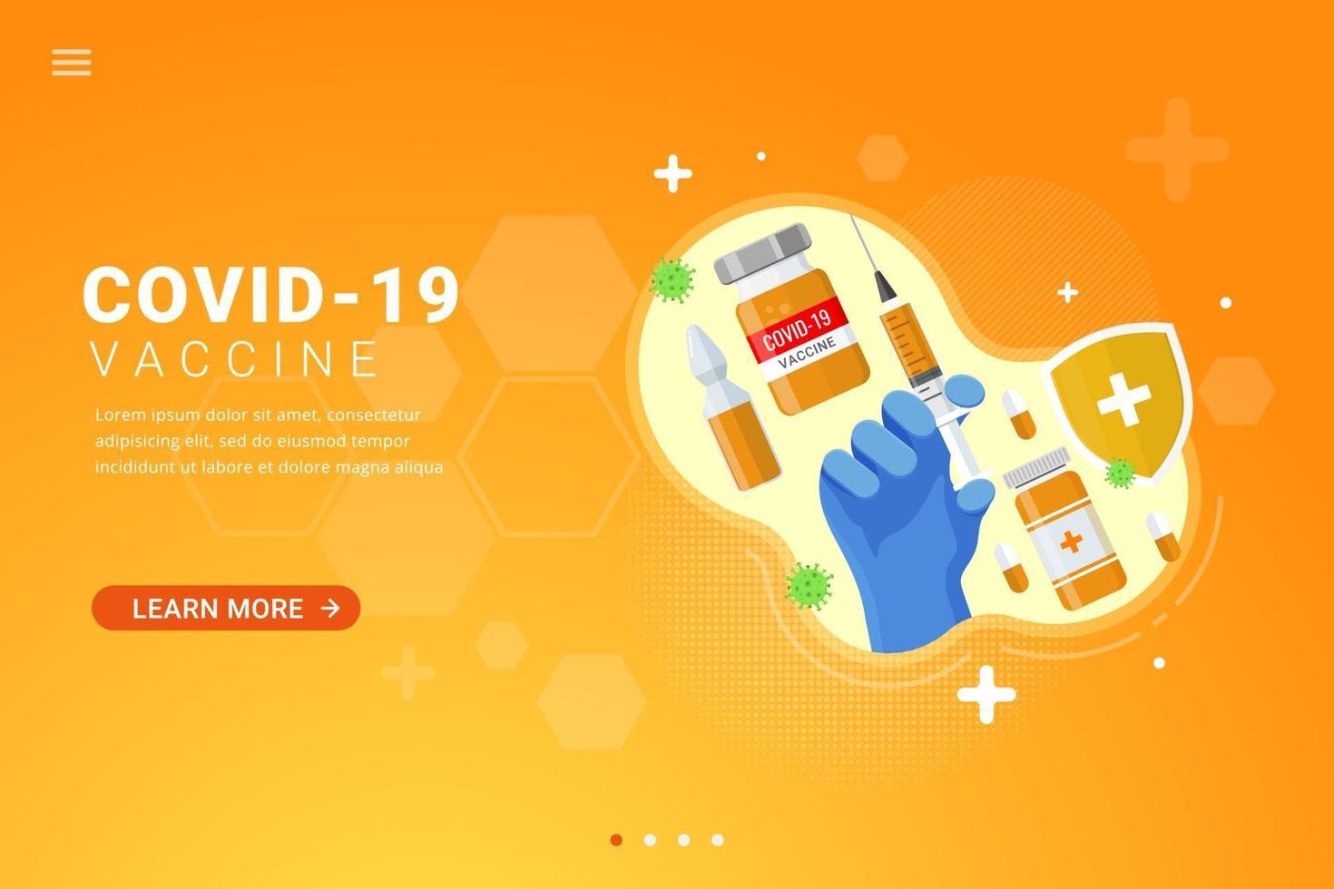 Vaccine background for vaccination landing page template design concept vector illustration