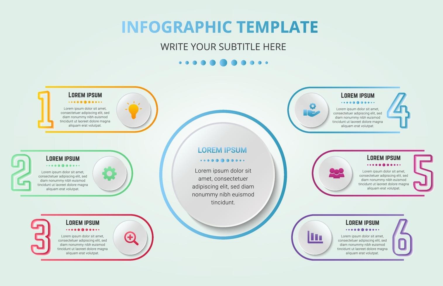 Colorful Creative Business Infographic 6 Steps Template vector