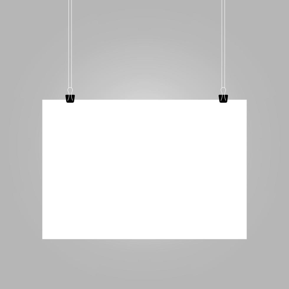 Horizontal Hanging Paper Mockup vector