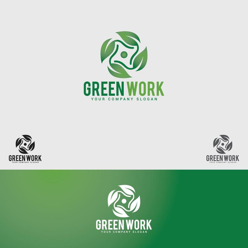 GREEN WORK LOGO DESIGN TEMPLATE vector