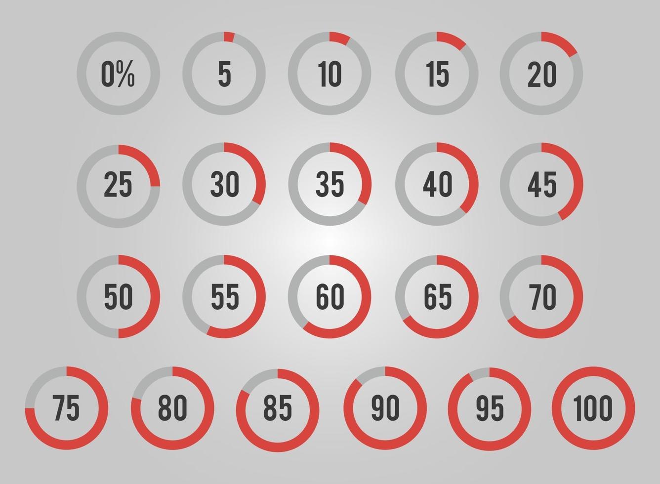 Set of Circles Percentage for Infographics vector