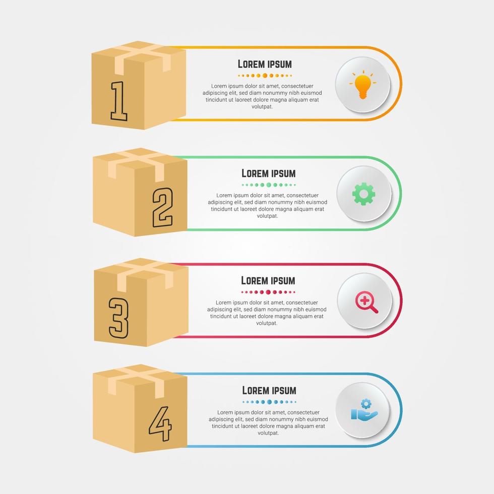 infografía moderna con cajas de embalaje 3d vector