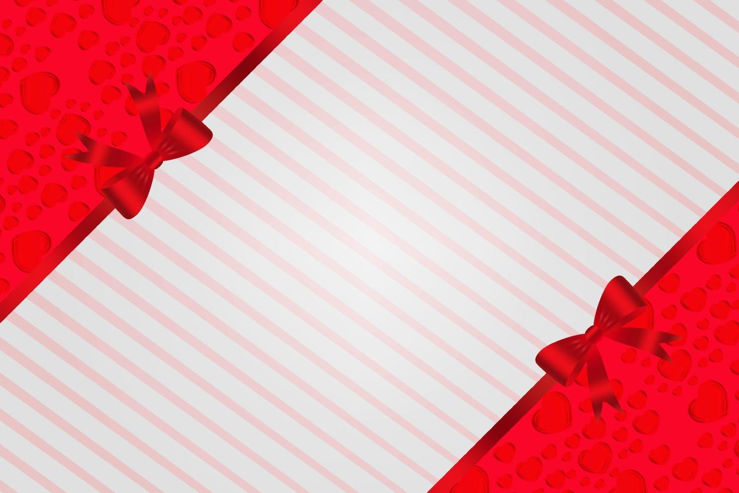 Elegant Red Love Background With Hearts and Stripes and Ribbon Bow vector