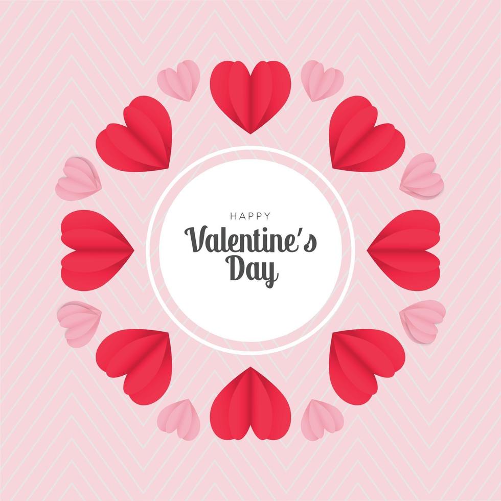 Set of hearts in papercut style valentines day greeting vector