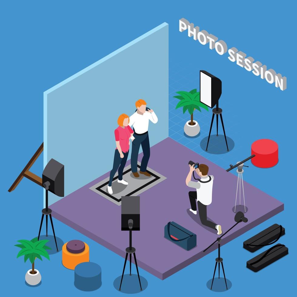 photo model agency isometric composition vector