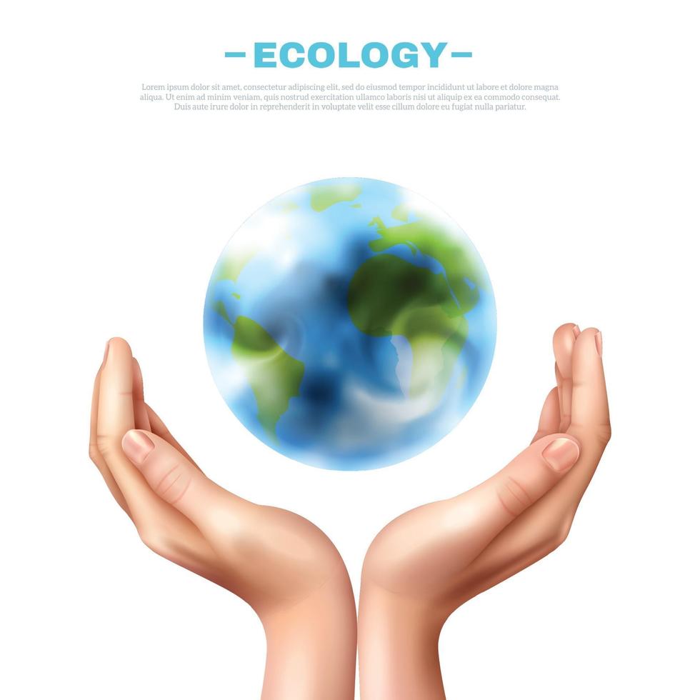 realistic hands ecology symbol vector