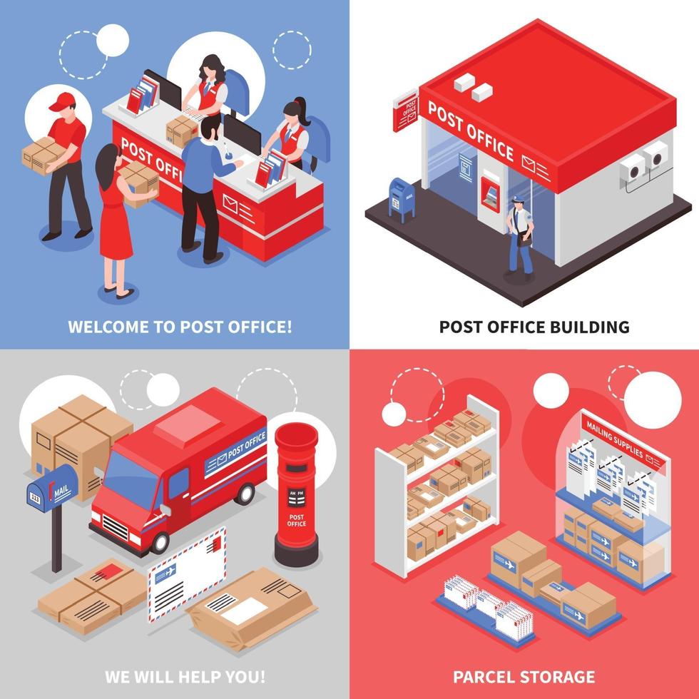 isometric post design concept vector