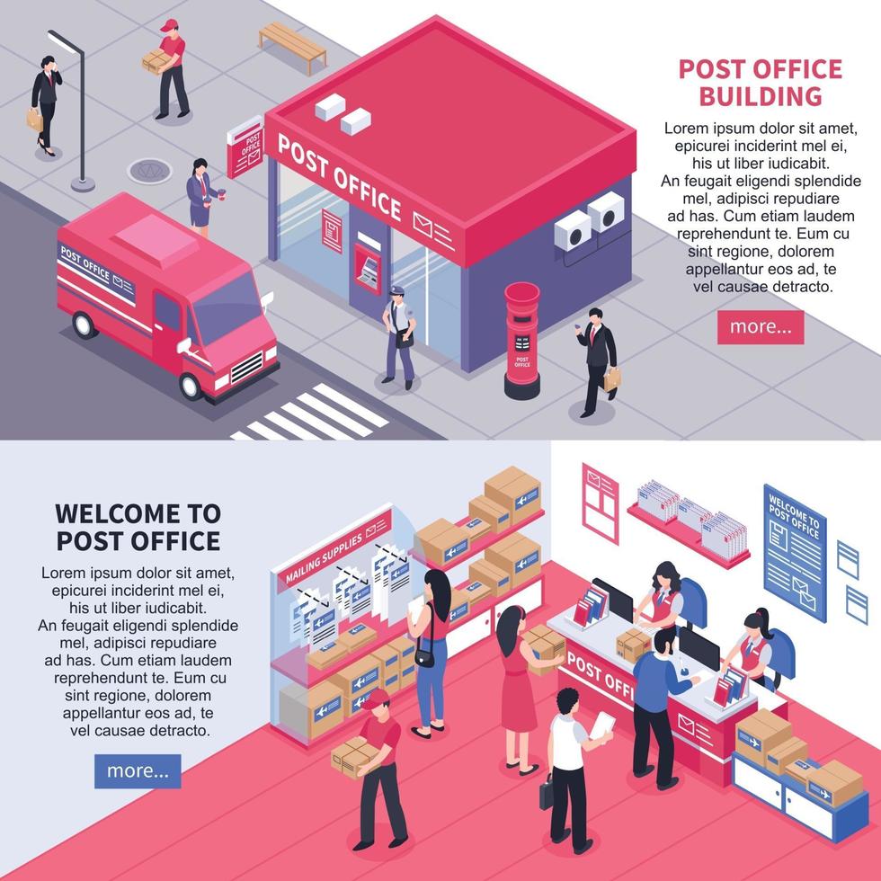 isometric post banners vector
