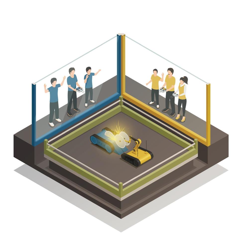 composición isométrica de robots de lucha vector