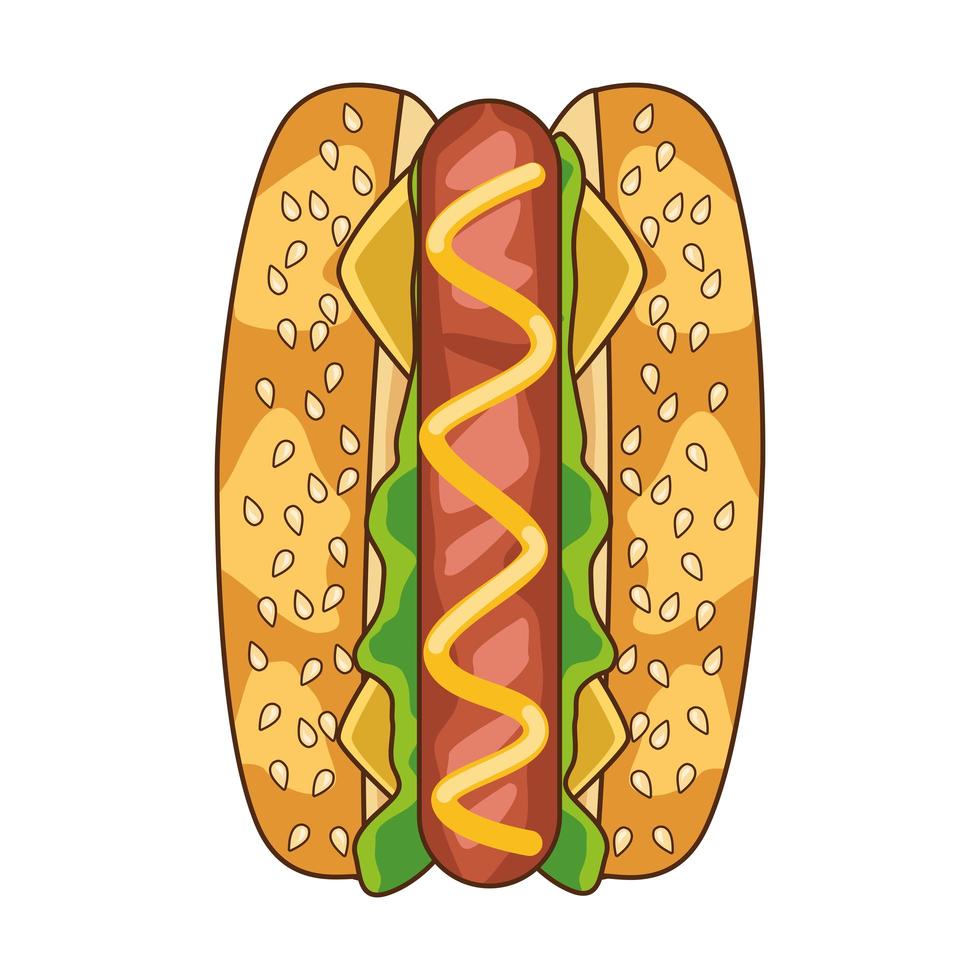 delicious hot dog fast food icon vector