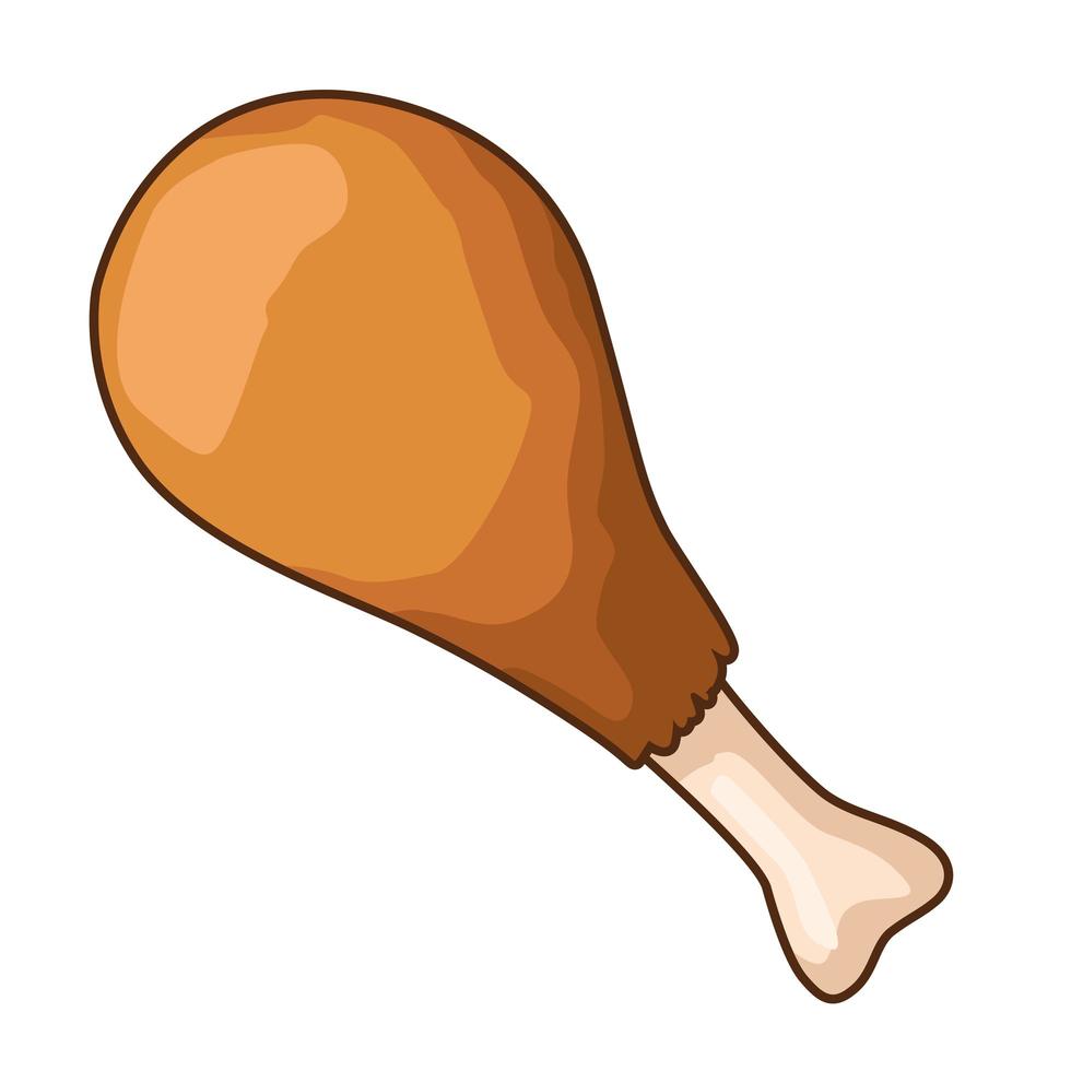 delicioso muslo de pollo icono de comida rápida vector