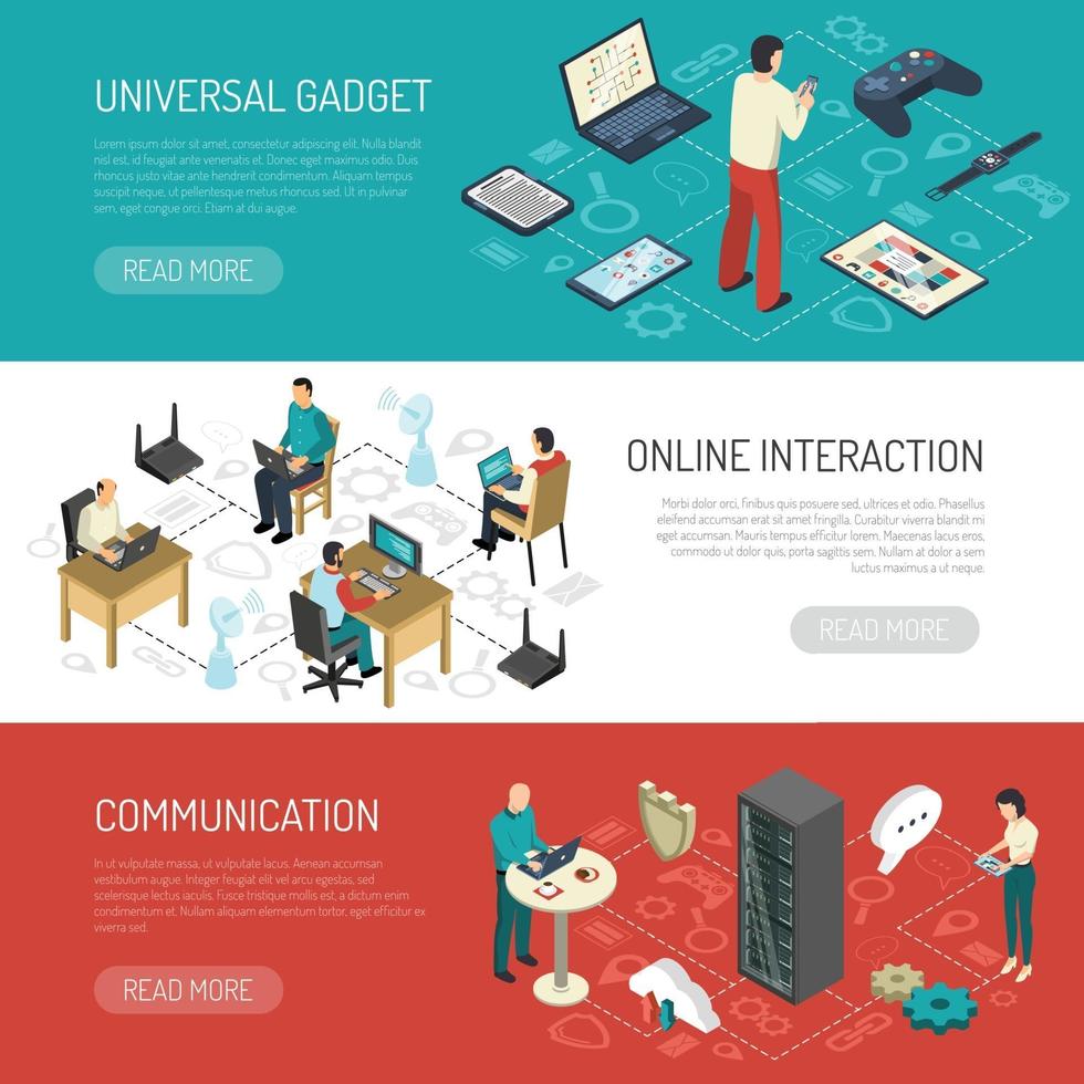 internet of things horizontal banners vector