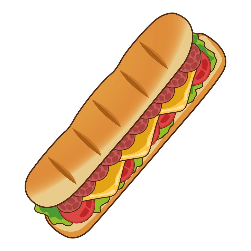 delicious sandwich fast food icon vector