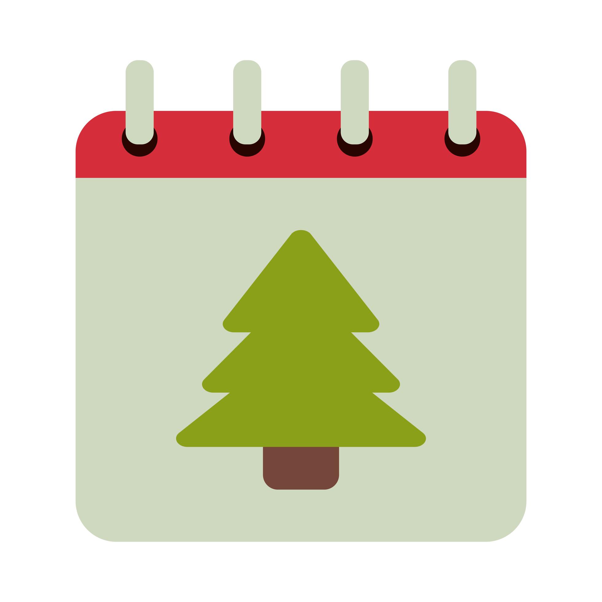 merry christmas calendar with tree flat style icon 1993507 Vector Art