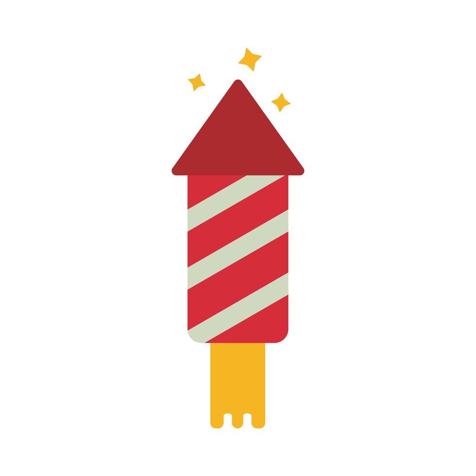 merry christmas firework rocket flat style icon vector