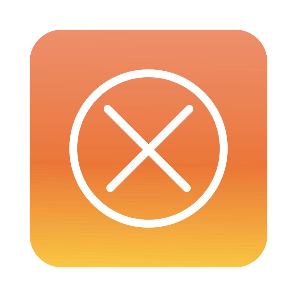 x symbol interface block gradient style icon vector