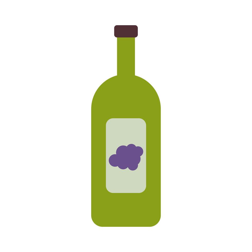 wine bottle with grapes flat style icon vector