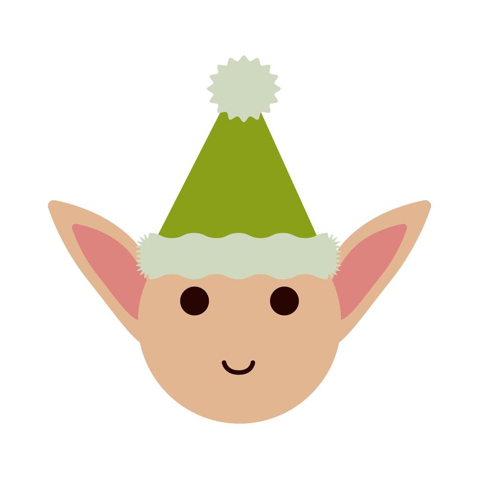 merry christmas elf head flat style icon vector