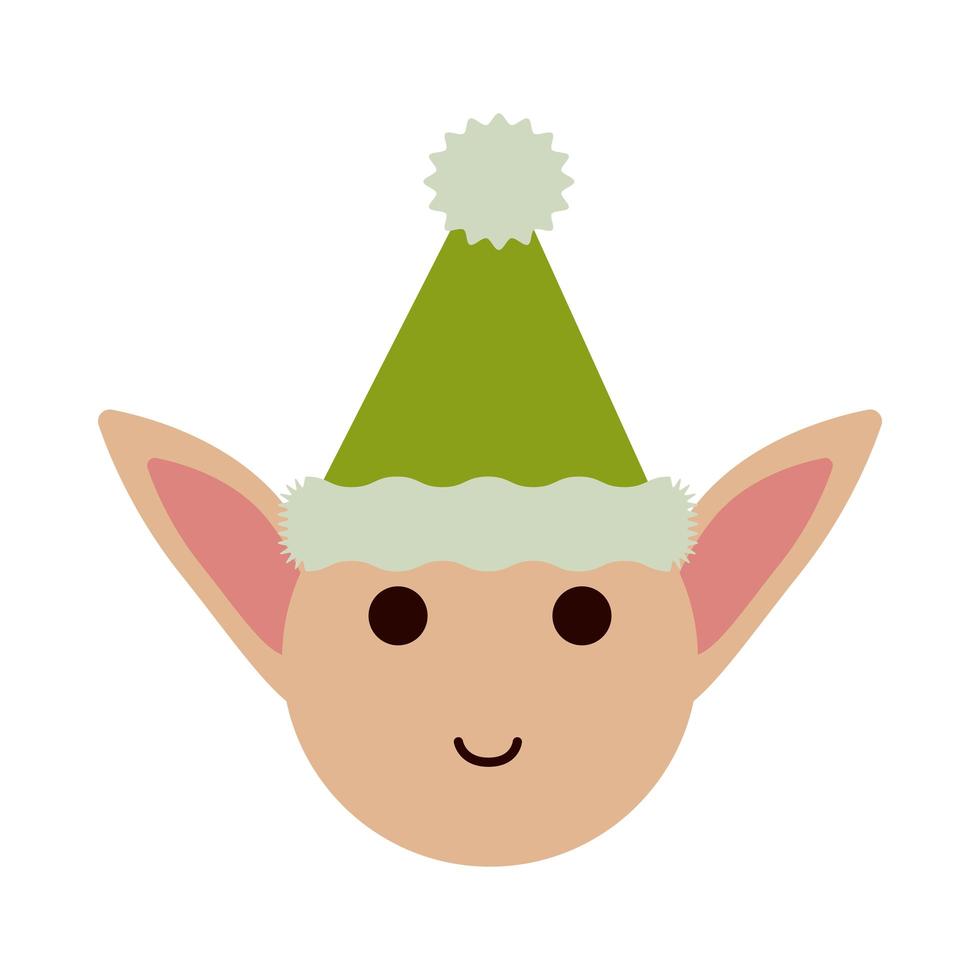 feliz navidad elfo cabeza icono de estilo plano vector