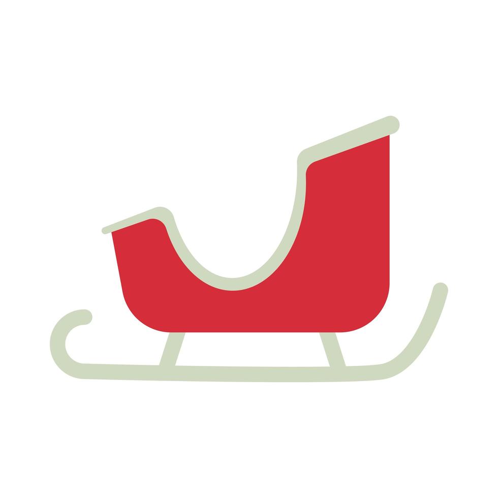 merry christmas sleigh flat style icon vector