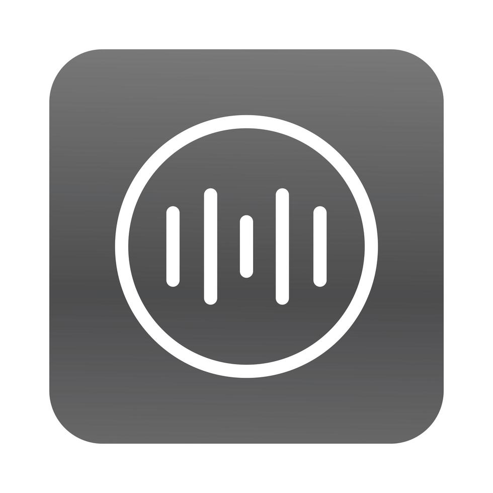 audio waves interface block gradient style icon vector