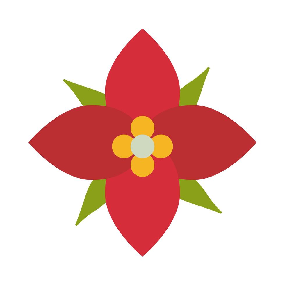 icono de estilo plano de decoración de flores de feliz navidad vector