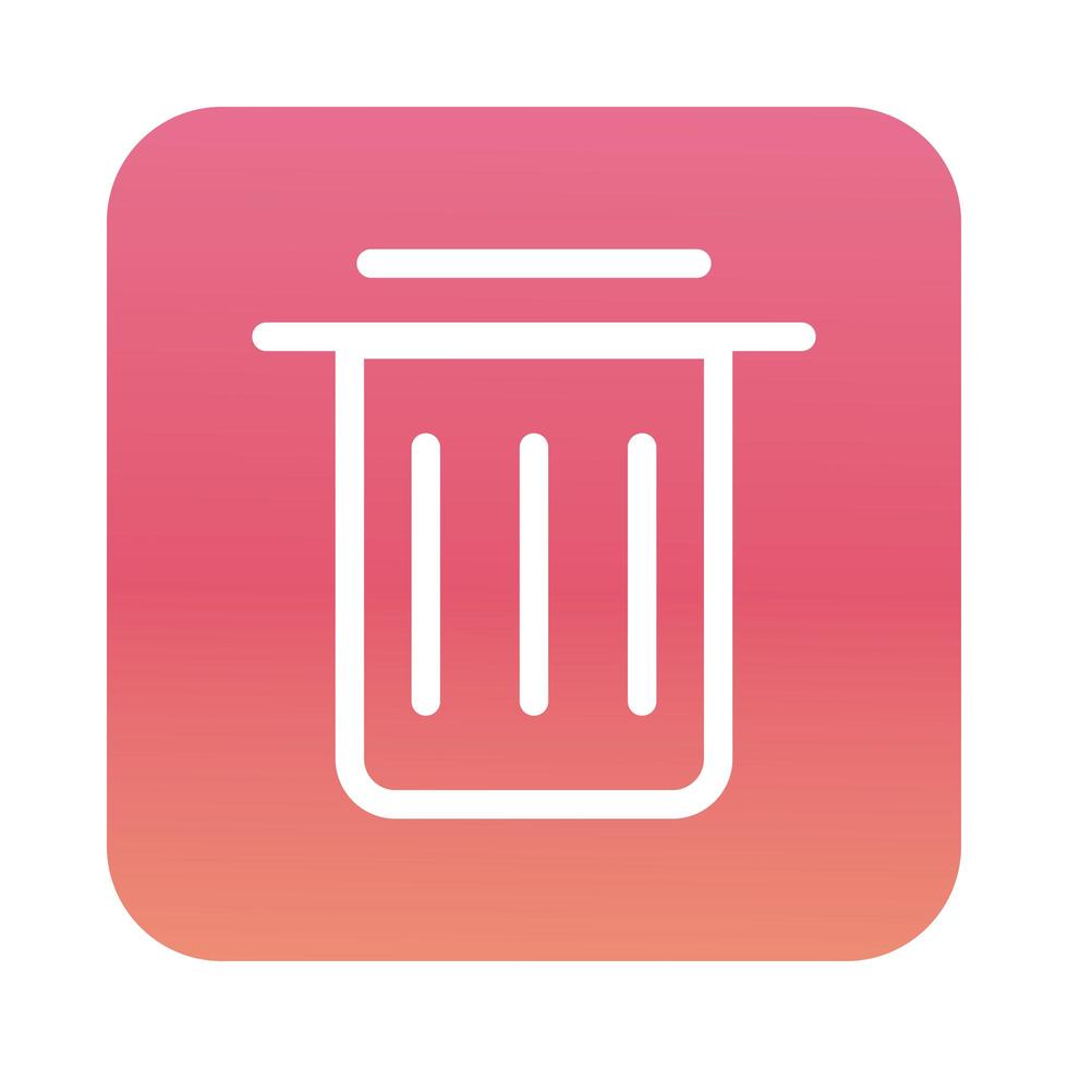 bin waste block gradient style icon vector