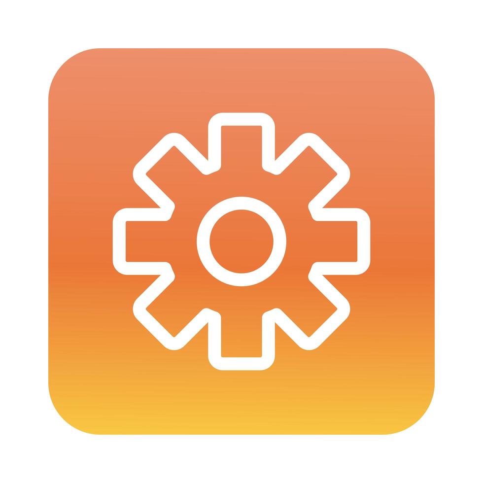 gear settings setup block gradient style icon vector