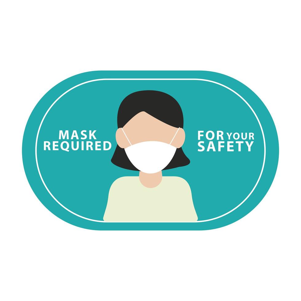 wear face mask for your safety label with woman wearing mask vector