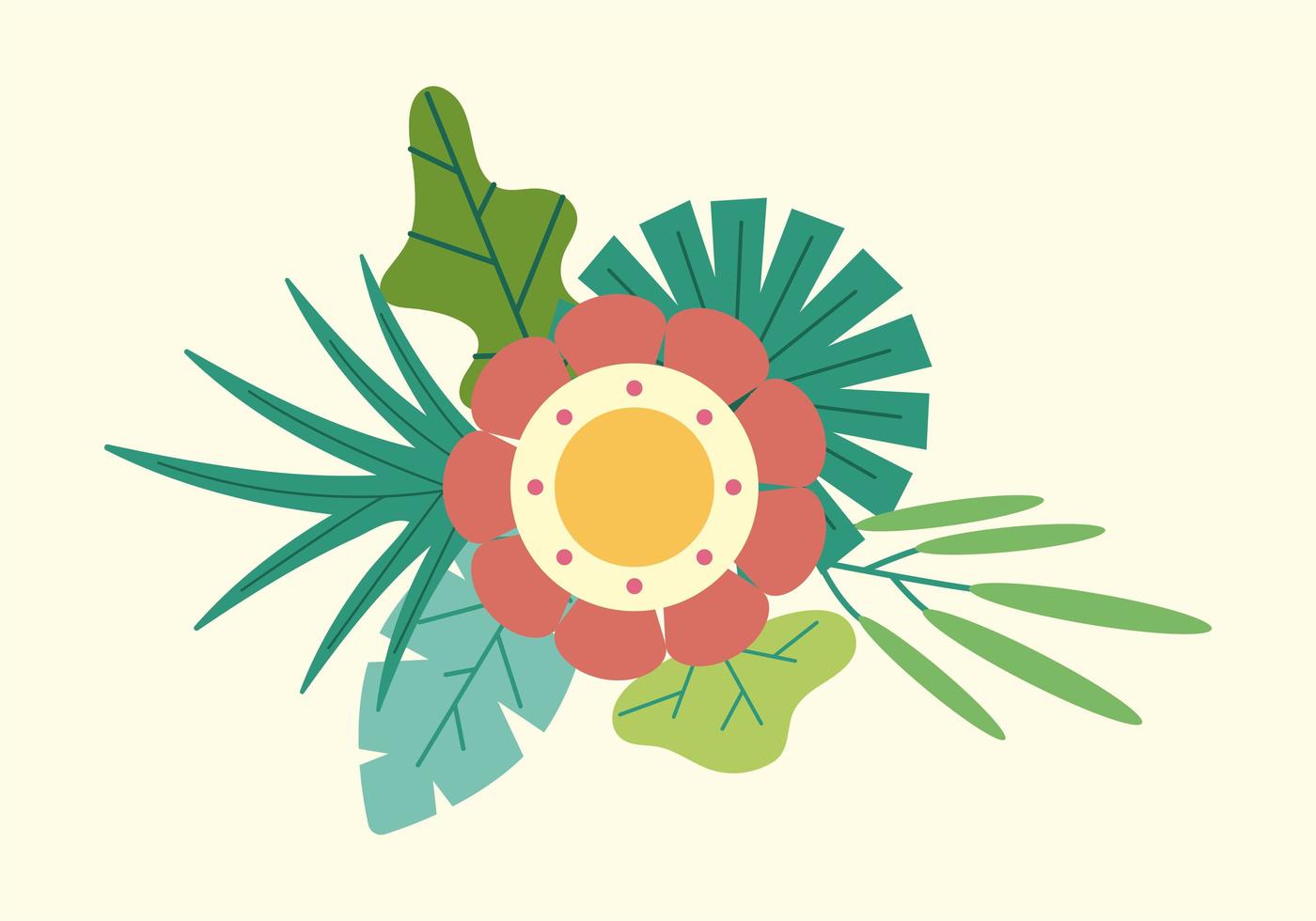 flower and leaves decoration flat element vector