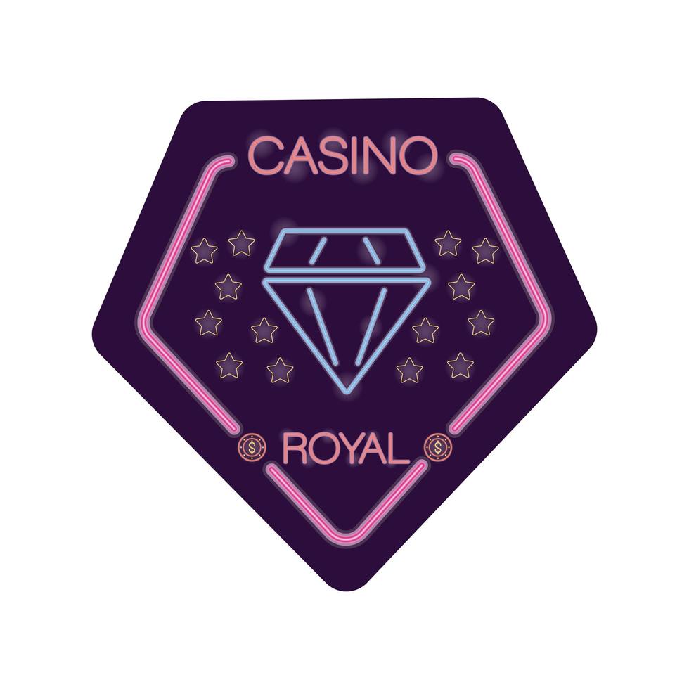 diamond casino royal neon light label vector