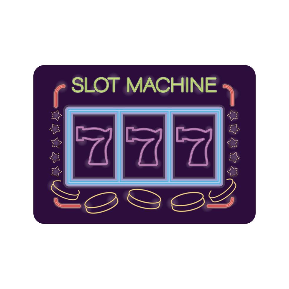 slot machine casino neon light label vector