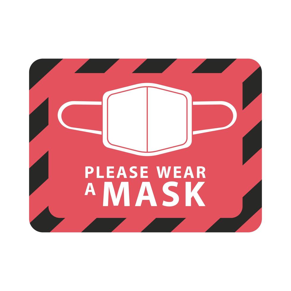 please wear mask red square label vector